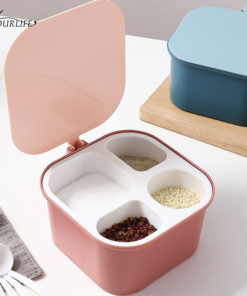 4 Grid Classification Kitchen Spices Storage Box With Spoon