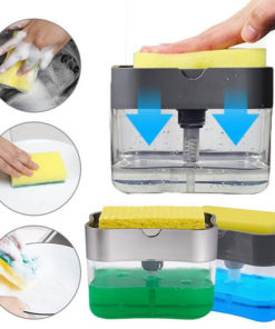 2-in-1 Soap Pump Dispenser With Sponge Holder Liquid Dispenser Container Hand Press Soap Organizer Kitchen Cleaner Tools