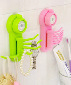 Vacuum Suction Cup Hook Six-claw Creative Plastic Hook for Kitchen